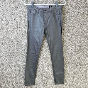 AG Adriano Goldschmied Jeans Women’s 27R Legging Ankle Gray Coated Super Skinny